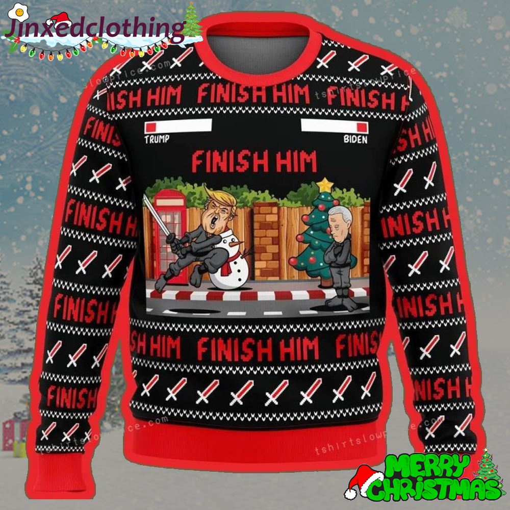 Trump Finish Him Ugly Sweater Christmas Party 